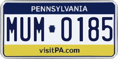 PA license plate MUM0185