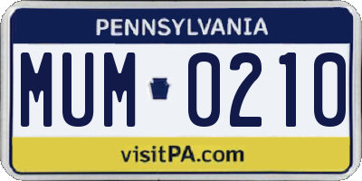 PA license plate MUM0210