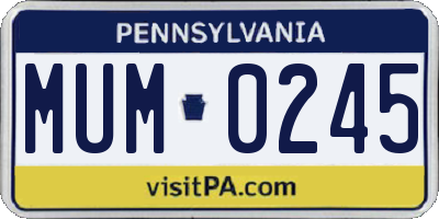 PA license plate MUM0245