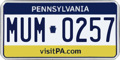 PA license plate MUM0257