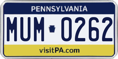 PA license plate MUM0262