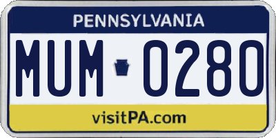 PA license plate MUM0280