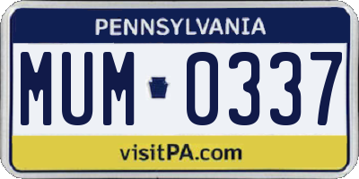 PA license plate MUM0337