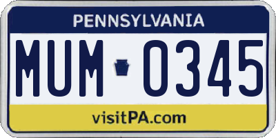 PA license plate MUM0345