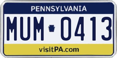 PA license plate MUM0413