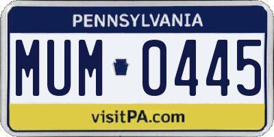 PA license plate MUM0445
