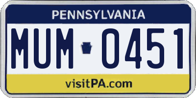 PA license plate MUM0451