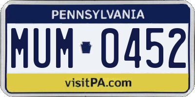 PA license plate MUM0452