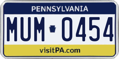 PA license plate MUM0454