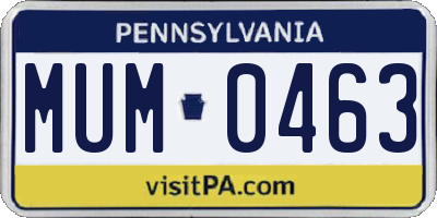 PA license plate MUM0463
