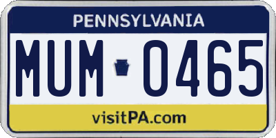 PA license plate MUM0465