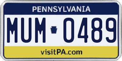 PA license plate MUM0489