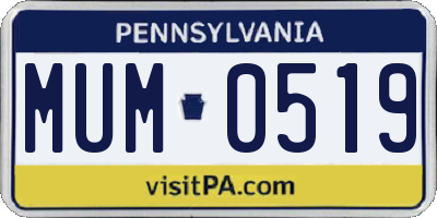 PA license plate MUM0519