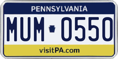 PA license plate MUM0550