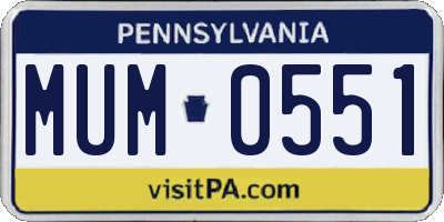 PA license plate MUM0551