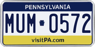 PA license plate MUM0572
