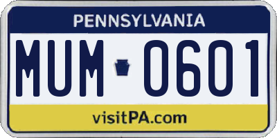 PA license plate MUM0601
