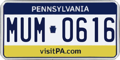 PA license plate MUM0616