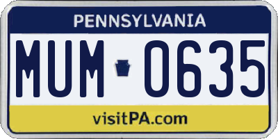 PA license plate MUM0635
