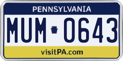 PA license plate MUM0643