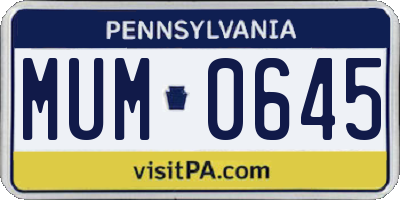 PA license plate MUM0645