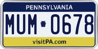 PA license plate MUM0678