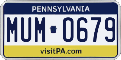 PA license plate MUM0679