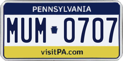 PA license plate MUM0707