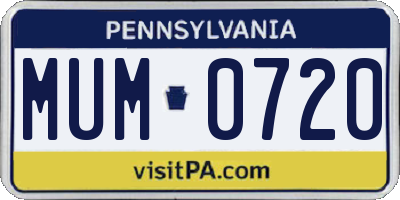PA license plate MUM0720