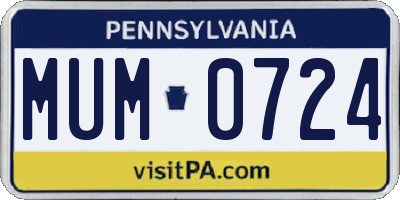 PA license plate MUM0724
