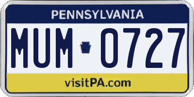 PA license plate MUM0727