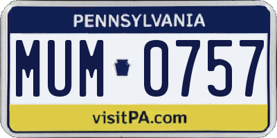 PA license plate MUM0757