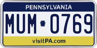 PA license plate MUM0769