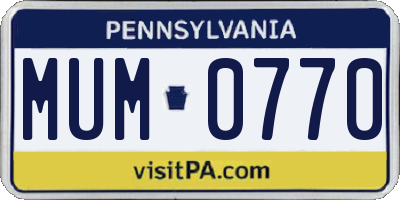 PA license plate MUM0770