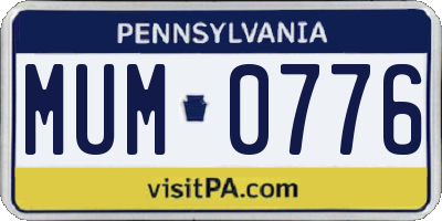 PA license plate MUM0776