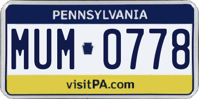 PA license plate MUM0778