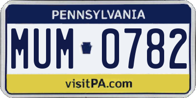 PA license plate MUM0782