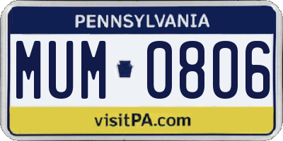 PA license plate MUM0806