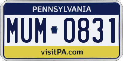 PA license plate MUM0831