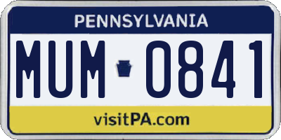 PA license plate MUM0841