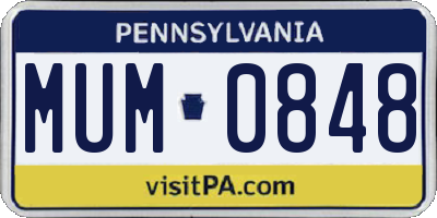 PA license plate MUM0848