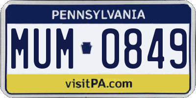 PA license plate MUM0849
