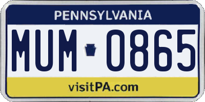 PA license plate MUM0865