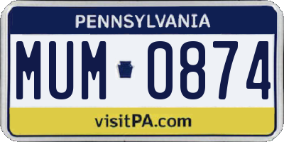 PA license plate MUM0874