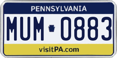 PA license plate MUM0883