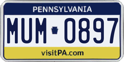 PA license plate MUM0897