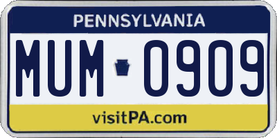 PA license plate MUM0909