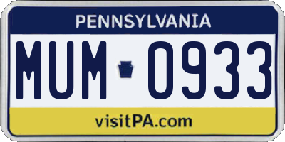 PA license plate MUM0933