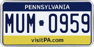 PA license plate MUM0959