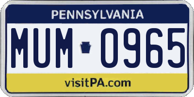 PA license plate MUM0965